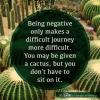 being negative only makes a difficult journey more difficult, you may be given a cactus but you don't have to sit on it