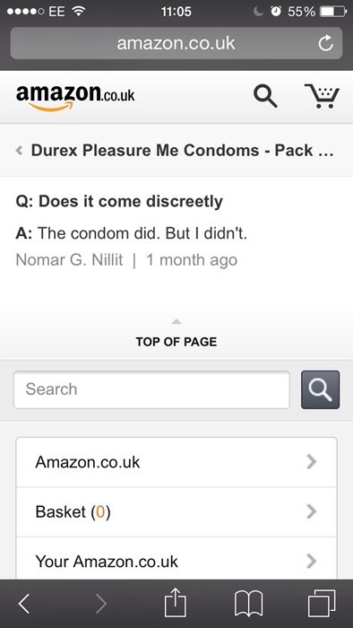 amazon review of durex pleasure me condoms, does it come discretely