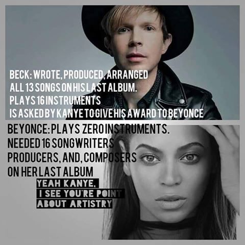 beck wrote produced and arranged all 13 songs on his last album, beyonce plays zero instruments needed 16 song writers producers and composers on her last album