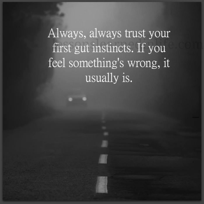 always trust your first gut instinct, if you feel something if wrong it usually is
