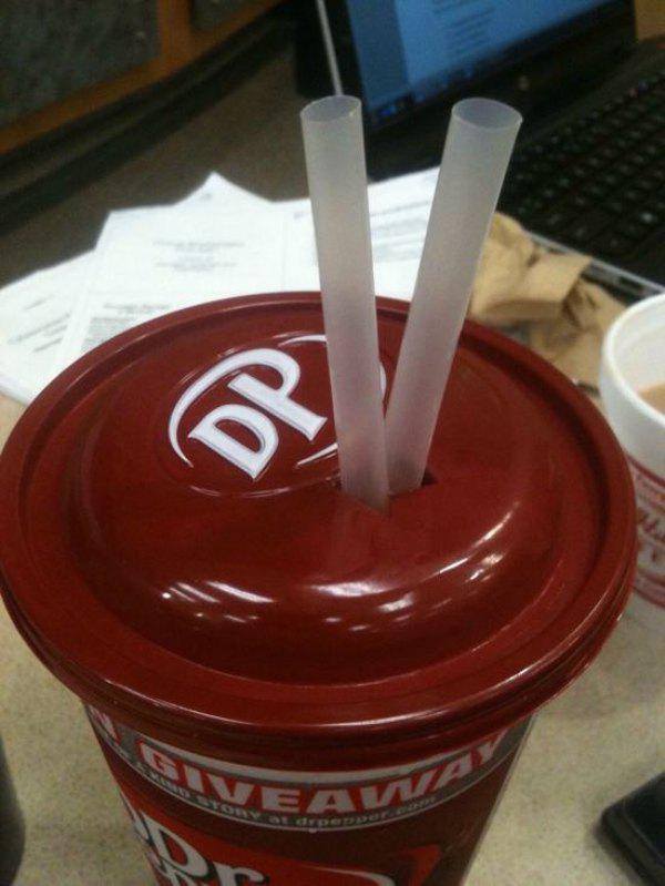 two straws in a dp beverage