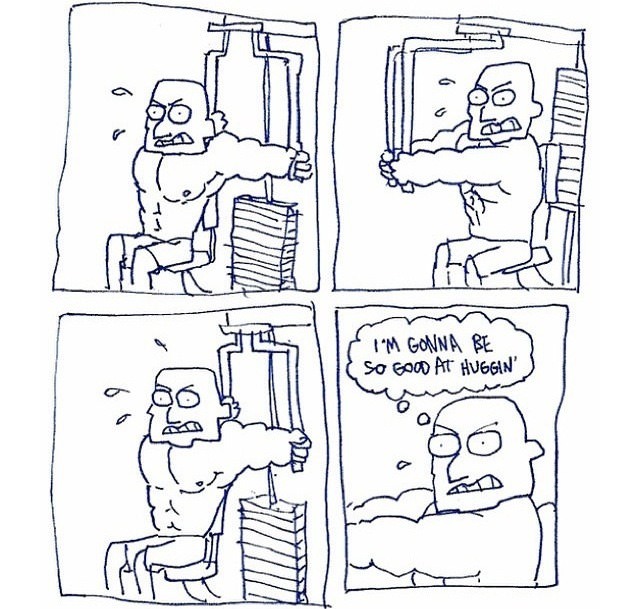 i'm gonna be so good at hugging, comic, exercise machine