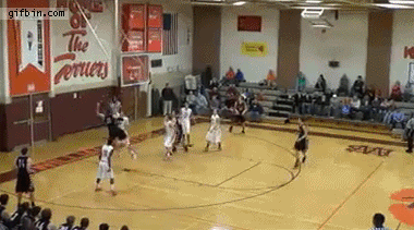 amazing basketball shot from side of the court