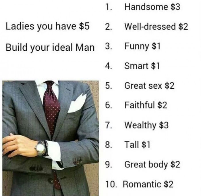 ladies you have 5$ build your ideal man
