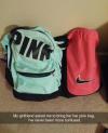 my girlfriend asked me to bring her pink bag, i've never been more confused