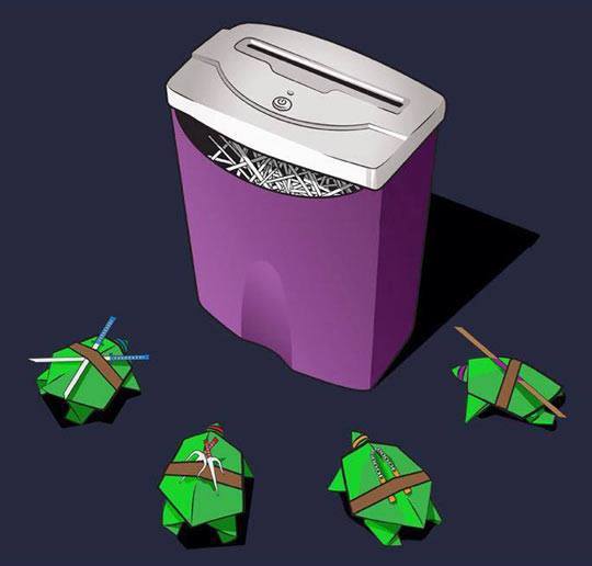 origami teenage mutant ninja turtles versus office shredder