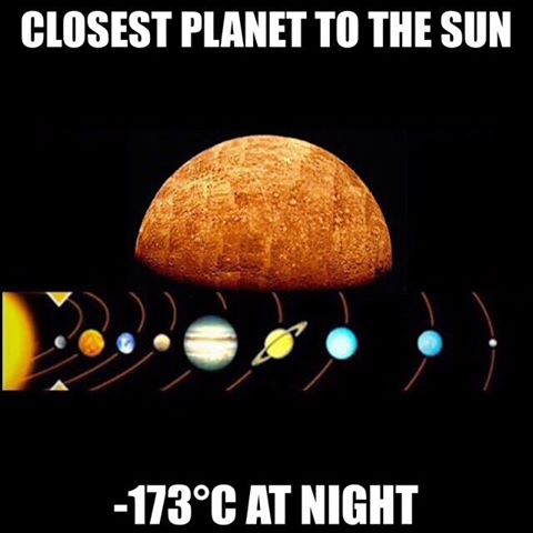 closest planet to the sun, -173c at night, first world problems