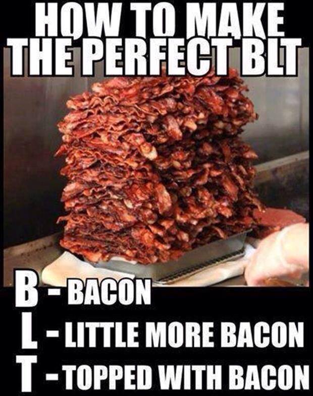 how to make the perfect blt, bacon, little more bacon, topped with bacon