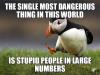 the single most dangerous thing in this world is stupid people in large numbers, unpopular opinion puffin, meme