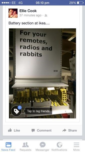 for your remotes radios and rabbits, battery section at ikea