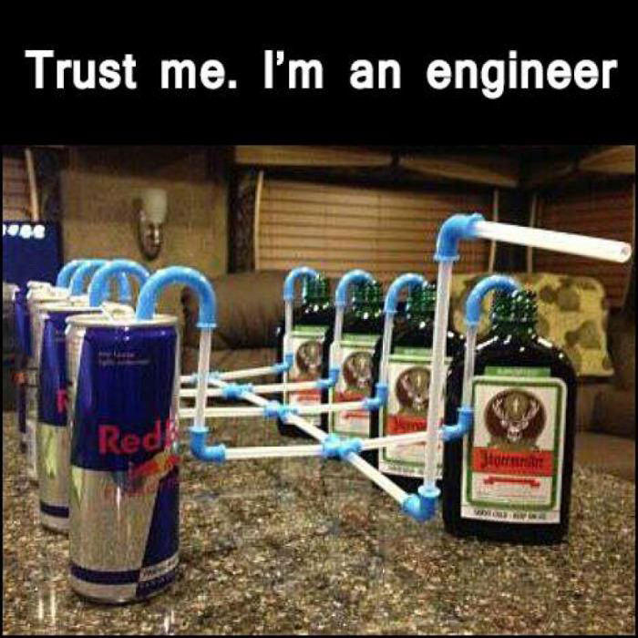 trust me i'm an engineer, redouble and goldschlager straw contraption 