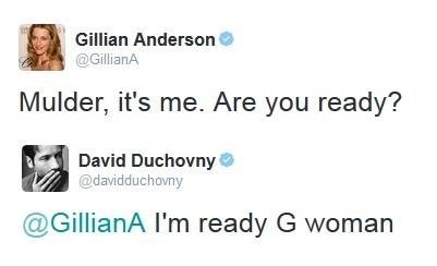 gillian anderson and davdid duchovny tease the return of the x-files on twitter