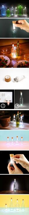you can turn your old bottles into lamps with rechargeable led corks