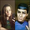 girl turns herself into spock with face make up, win