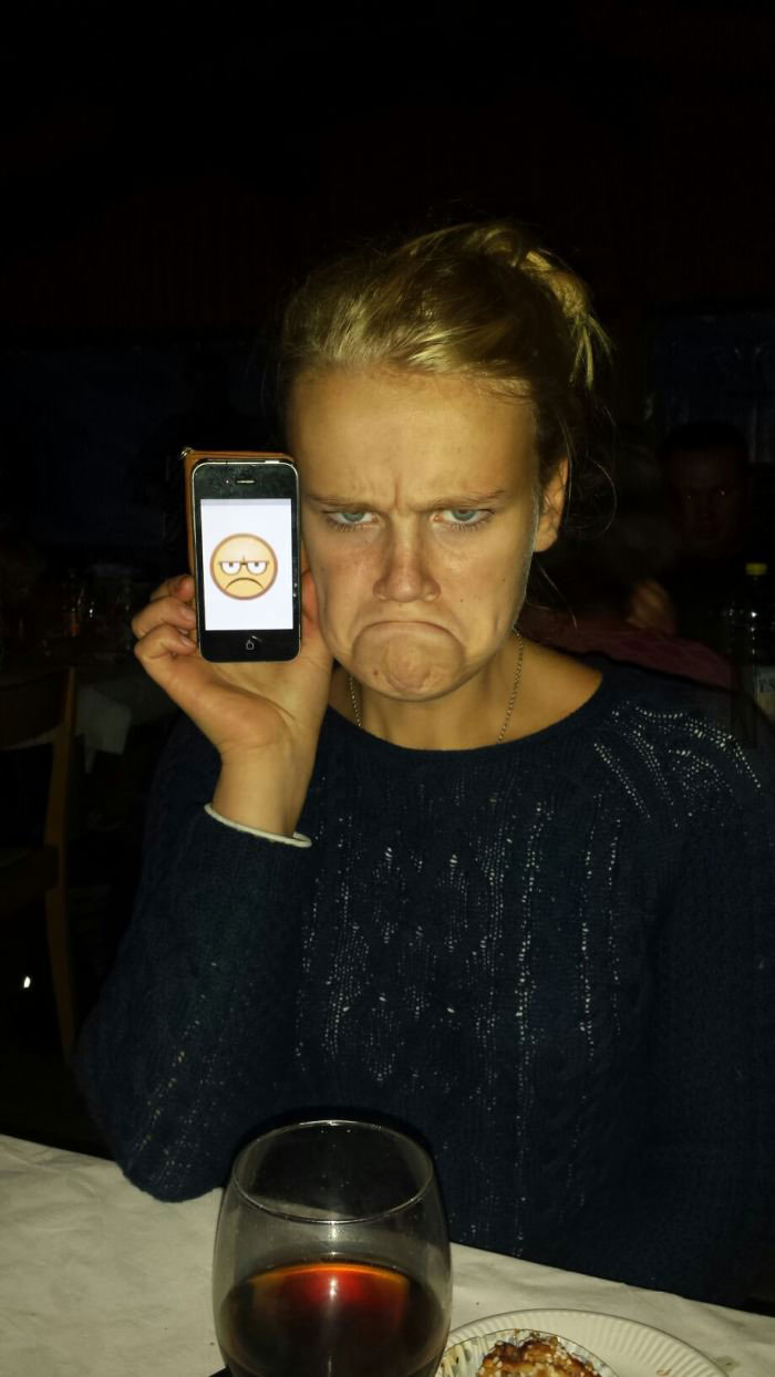 when your friend's unhappy face is an emoticon