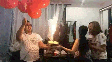 and this year's darwin award goes to the flaming cake under hellium balloons