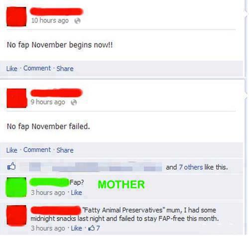 no fap november begins now! fatty animal preservative, parents on facebook