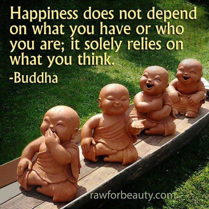happiness does not depend on what you have or who you are, it solely relies on what you think, buddha