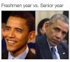 freshmen year vs senior year, president obama aging