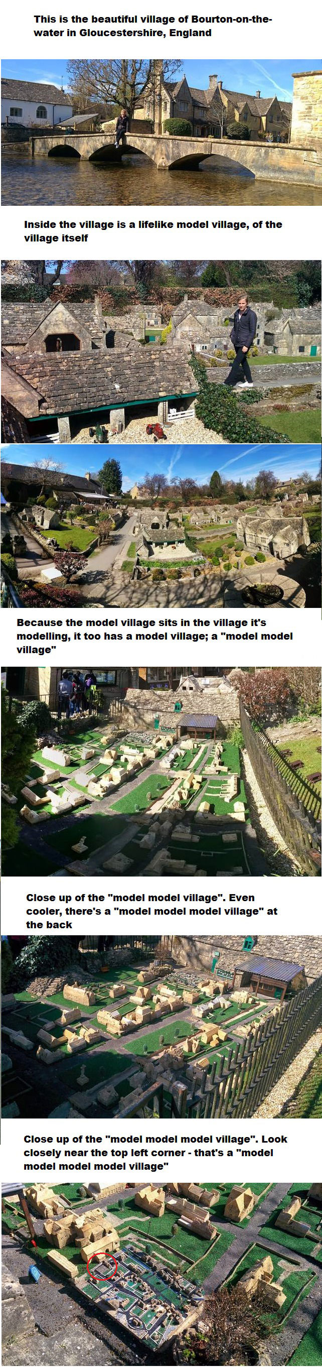 the village with a model model model village of itself, bourbon-on-the-water, gloucestershire england