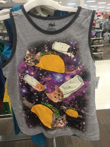 taco and burrito cats on tank top