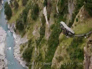 getting kicked off a bridge to bungie jump