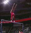 gymnastics parallel bars belly flop landing, fail