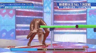really flexible girl on asian limbo game show game