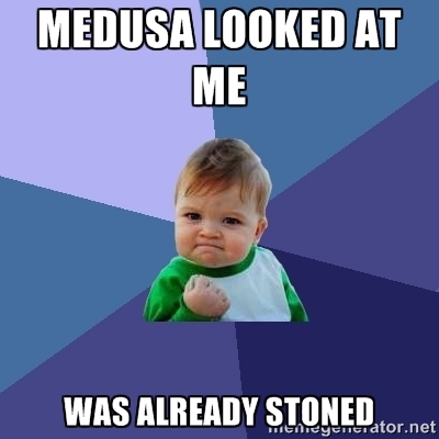 medusa looked at me, was already stoned, win kid, meme