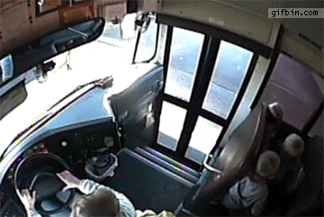 speeding car almost hits kids getting into school bus, close call