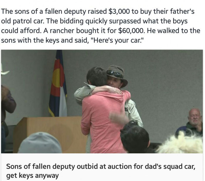 sons of fallen deputy outbid at auction for dad's squad car, get keys anyway, faith in humanity restored
