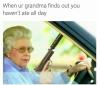 when ur grandma fins our you haven't ate all day, elderly woman with a gun