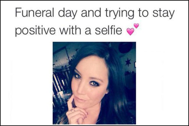 funeral day and trying to stay positive with a selfie, wtf