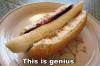 this is genius, peanut butter jelly banana-wich on a hotdog bun