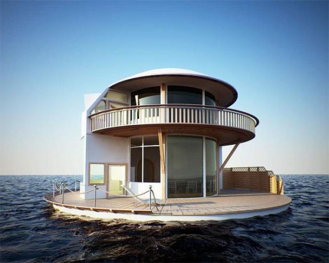 a little round house on the water