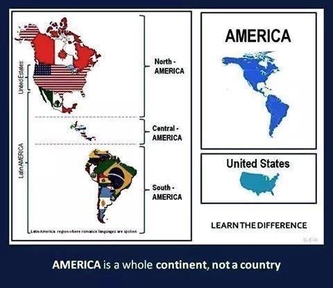 america is a whole continent not a country