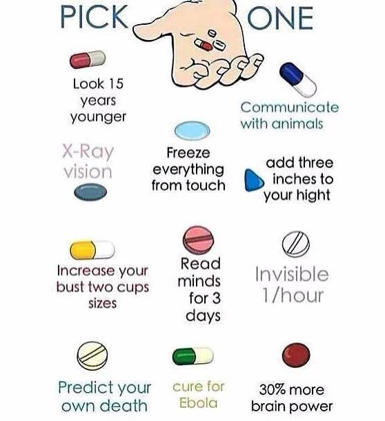 you can pick only one magic pill