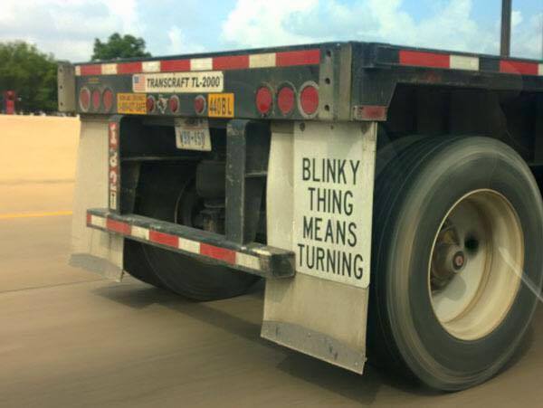 blinky things means turning, truck signs for dummies