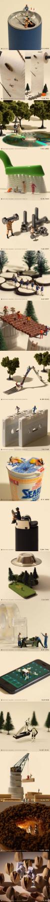 tanaka tatsuya combined little people and everyday objects to create an art like never seen before