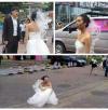 bride wears make up to look like a 70 year old woman to see if her husband will still love her, he didn't