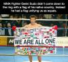 mma fighter genki sudo didn't come to the ring with a flag of his native country, instead he had a flag unifying us as equals