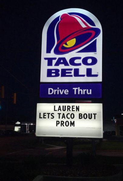 lauren let's taco bout prom, taco bell