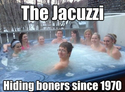 the jacuzzi, hiding boners since 1970, meme