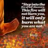 step into the fire of self discovery, this fire will not burn you, it will only burn what you are not