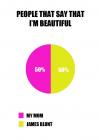 people that say that i'm beautiful, my mom, james blunt, pie chart