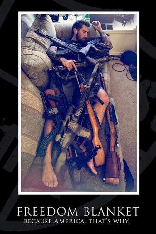 freedom blanket of guns and rifles, because america that's why