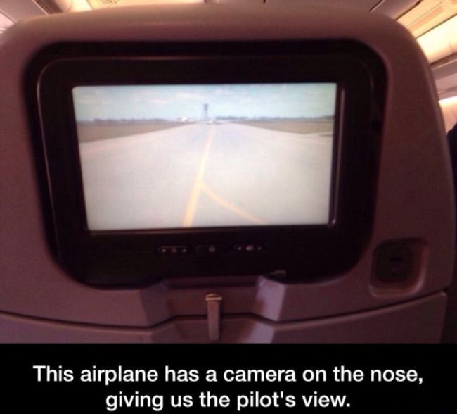 this airplane has a camera on the nose, giving us the pilot's view