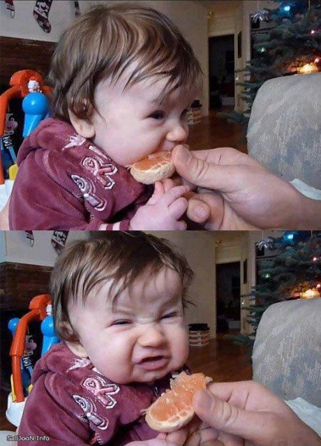 this is your child on grapefruit, kid's reaction to sour citrus fruit