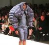 ultra shoulder padded jacket at a fashion show, poorly dressed, wtf