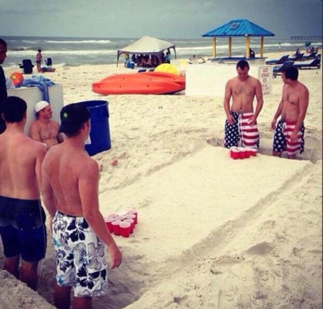 beer pong on the beach